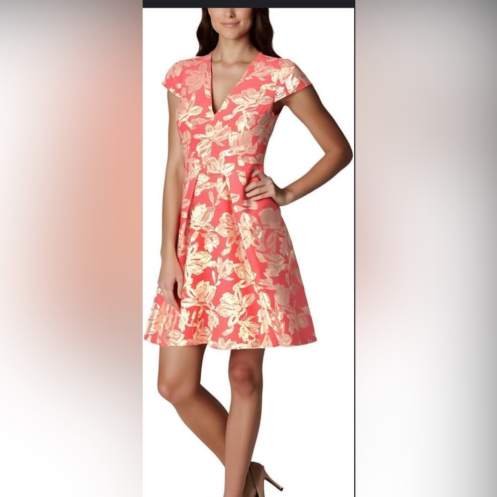 Cavalli Class Coral and Cream Floral Mini Dress